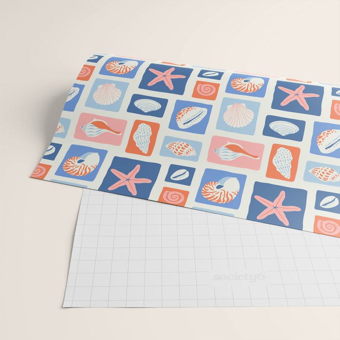 Vintage marine seashell mosaic art pattern Wrapping Paper Gallery Image 2