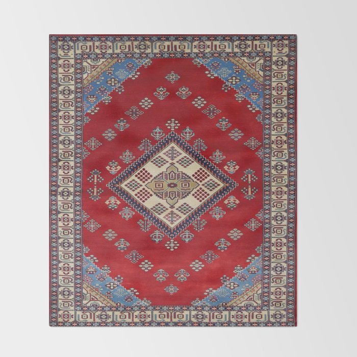 Red Diamond Blue Bluffs Kazak Persian Handmade Rugs  Throw Blanket Gallery Image 2