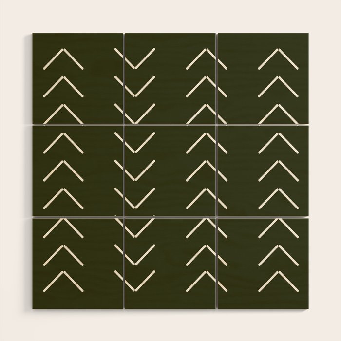 Mudcloth II (Olive Green) Wood Wall Art Gallery Image 1