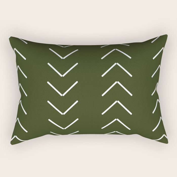 Mudcloth II (Olive Green) Rectangular Pillow Gallery Image 2
