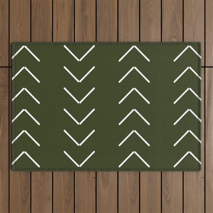 Mudcloth II (Olive Green) Outdoor Rug Gallery Image 1