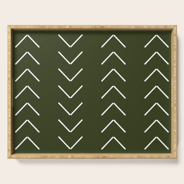 Mudcloth II (Olive Green) Serving Tray Gallery Image 1