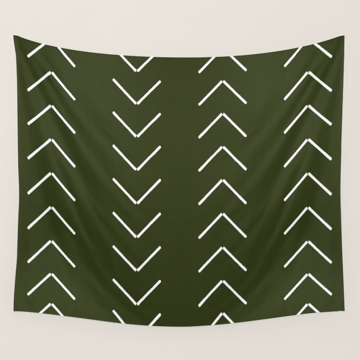 Mudcloth II (Olive Green) Wall Tapestry Gallery Image 1