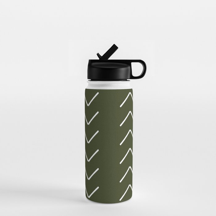 Mudcloth II (Olive Green) Water Bottle Gallery Image 1