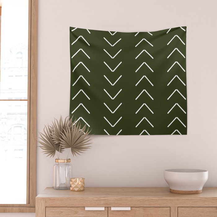 Mudcloth II (Olive Green) Wall Tapestry Gallery Image 2