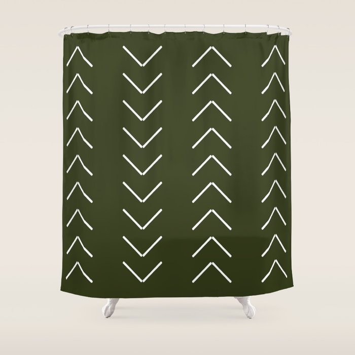 Mudcloth II (Olive Green) Shower Curtain Gallery Image 1