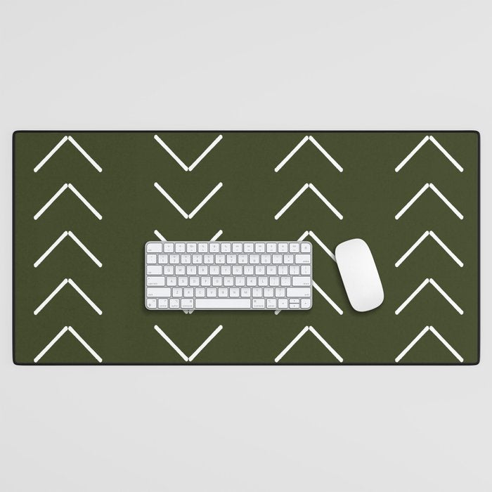 Mudcloth II (Olive Green) Desk Mat Gallery Image 1