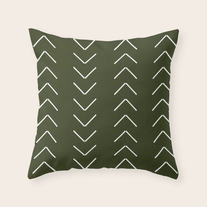 Mudcloth II (Olive Green) Throw Pillow Gallery Image 6