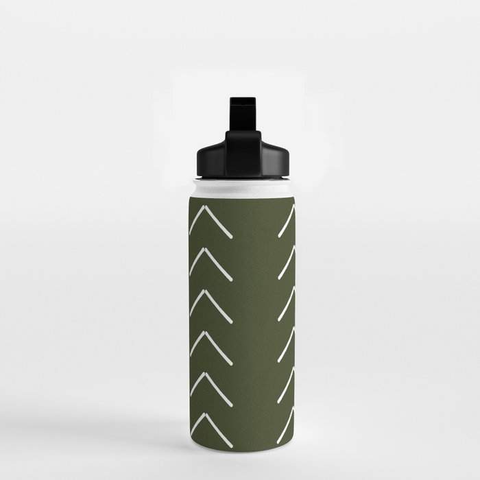 Mudcloth II (Olive Green) Water Bottle Gallery Image 2