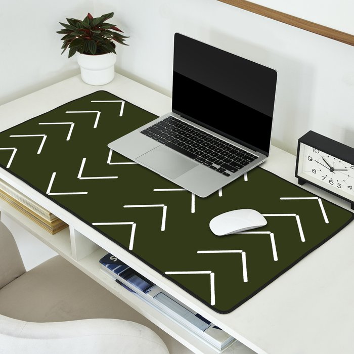 Mudcloth II (Olive Green) Desk Mat Gallery Image 2