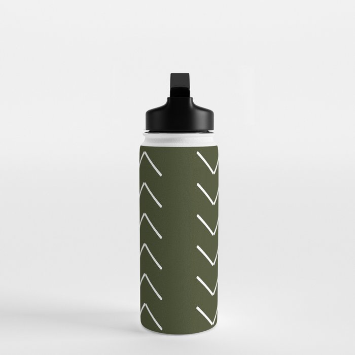 Mudcloth II (Olive Green) Water Bottle Gallery Image 3