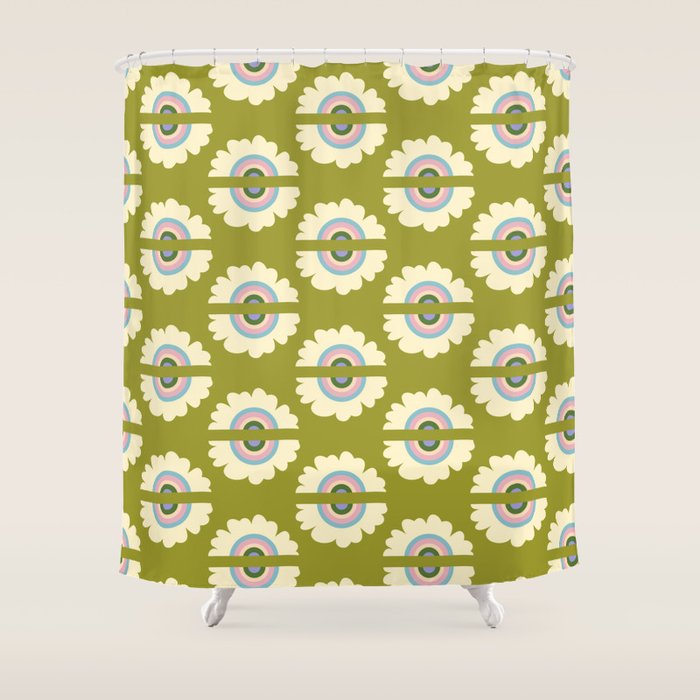 Retro Rainbow Flower Shower Curtain Gallery Image 1
