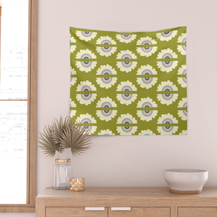 Retro Rainbow Flower Wall Tapestry Gallery Image 2