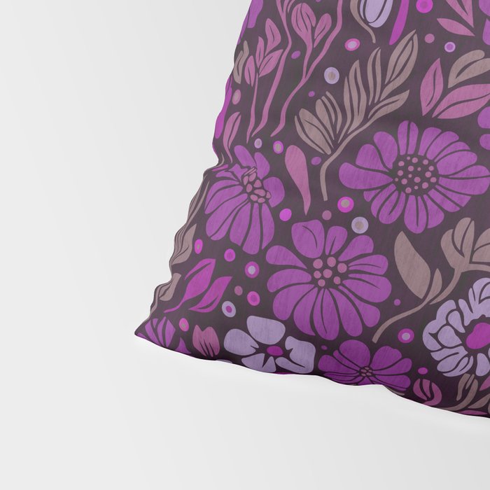 Eternal Summer Block Print Countryside Vibes Flower Garden Fuchsia Pillow Sham Gallery Image 4