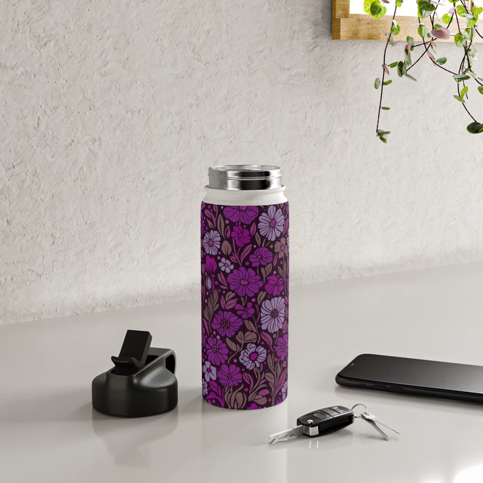 Eternal Summer Block Print Countryside Vibes Flower Garden Fuchsia Water Bottle Gallery Image 4