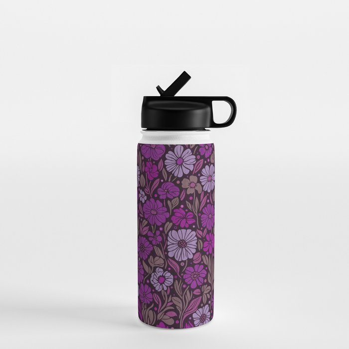 Eternal Summer Block Print Countryside Vibes Flower Garden Fuchsia Water Bottle Gallery Image 1