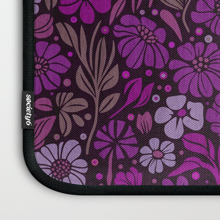 Eternal Summer Block Print Countryside Vibes Flower Garden Fuchsia Laptop Sleeve Gallery Image 3