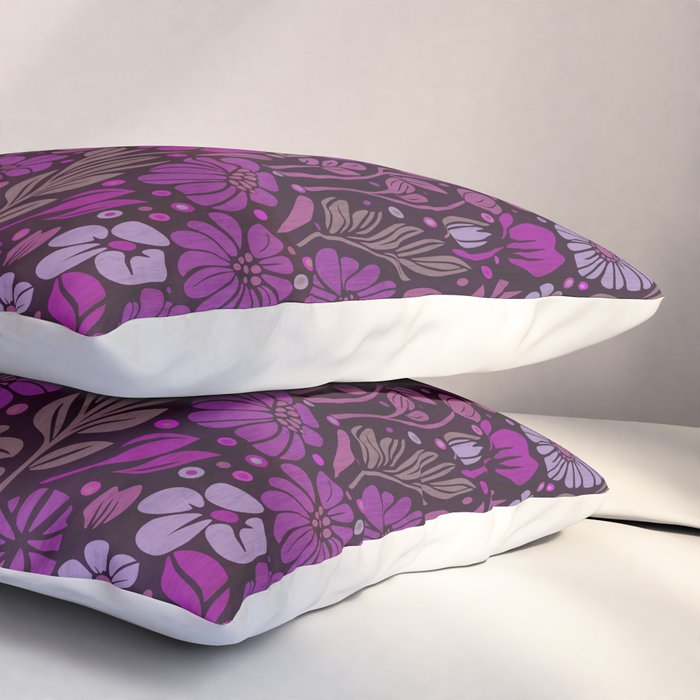 Eternal Summer Block Print Countryside Vibes Flower Garden Fuchsia Pillow Sham Gallery Image 3