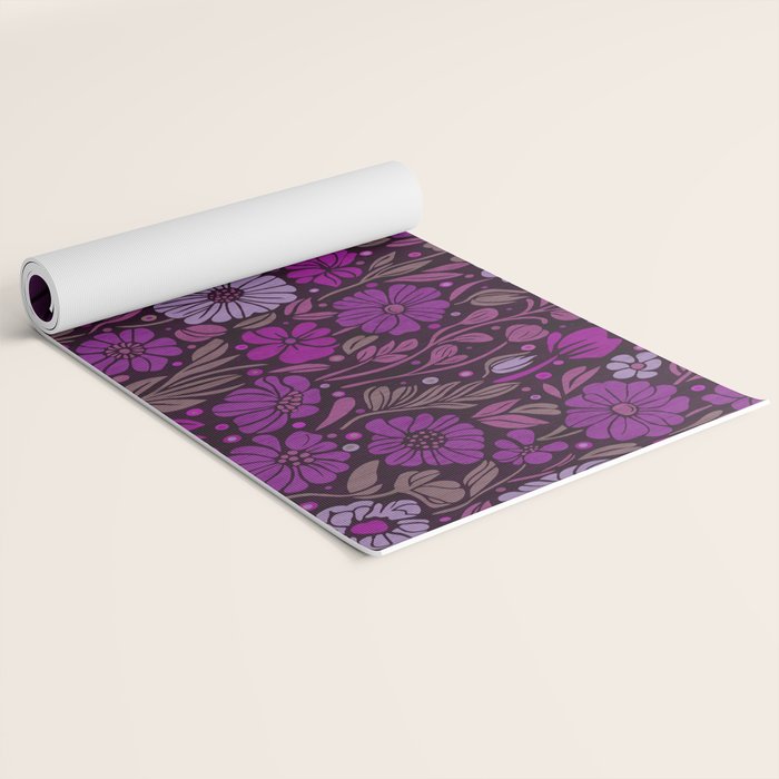 Eternal Summer Block Print Countryside Vibes Flower Garden Fuchsia Yoga Mat Gallery Image 2