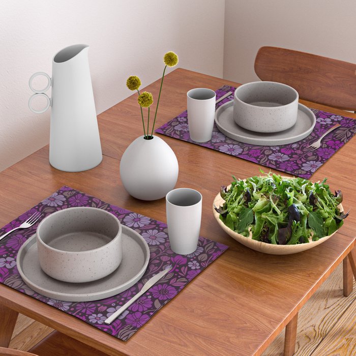 Eternal Summer Block Print Countryside Vibes Flower Garden Fuchsia Placemat Gallery Image 2
