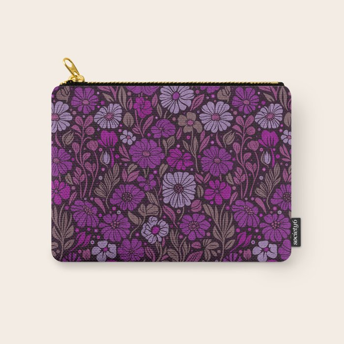 Eternal Summer Block Print Countryside Vibes Flower Garden Fuchsia Carry All Pouch Gallery Image 1