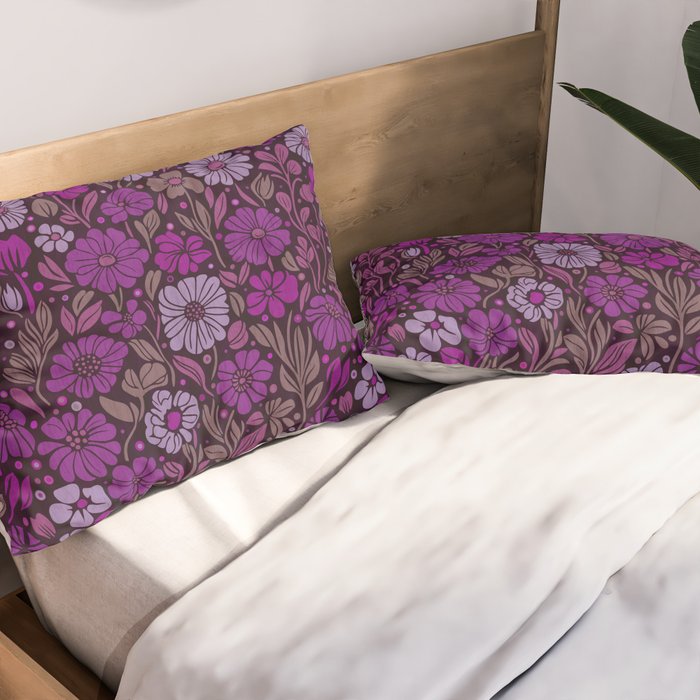 Eternal Summer Block Print Countryside Vibes Flower Garden Fuchsia Pillow Sham Gallery Image 2