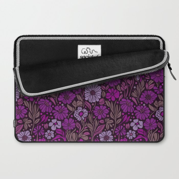 Eternal Summer Block Print Countryside Vibes Flower Garden Fuchsia Laptop Sleeve Gallery Image 2
