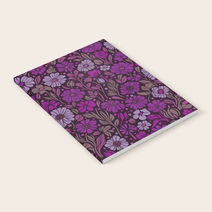 Eternal Summer Block Print Countryside Vibes Flower Garden Fuchsia Notebook Gallery Image 2