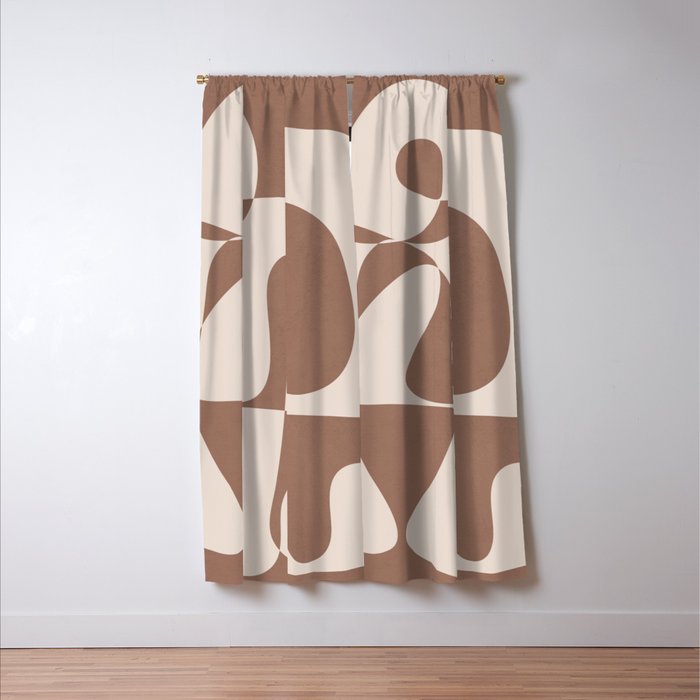 Mocha Modern Abstract 1 Window Curtain Gallery Image 3