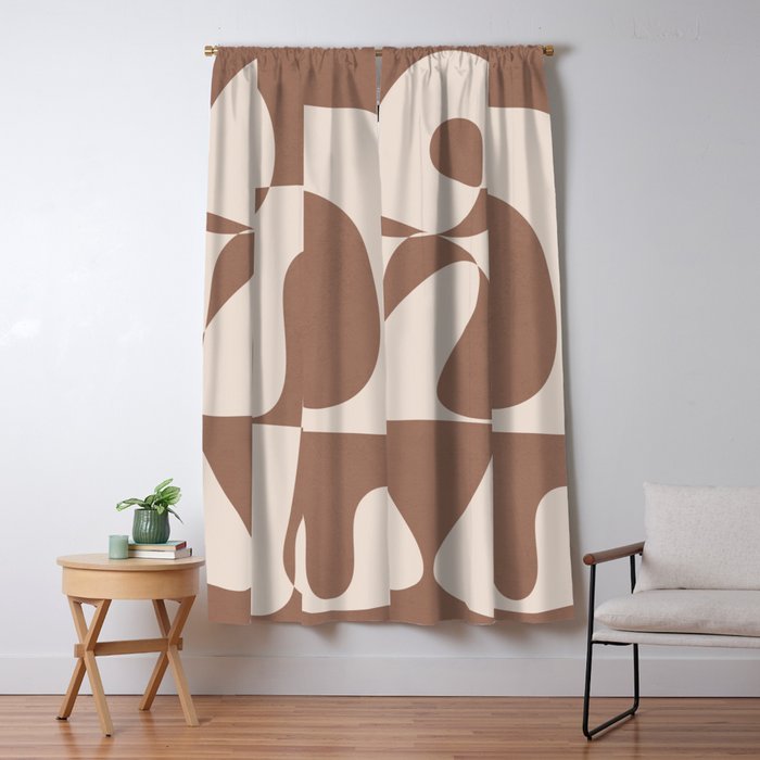 Mocha Modern Abstract 1 Window Curtain Gallery Image 5