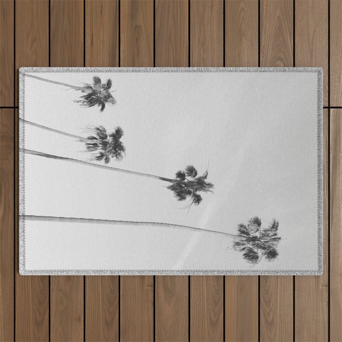 Black & White Palm Trees, Beach Palms Outdoor Rug Gallery Image 1
