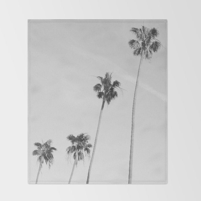 Black & White Palm Trees, Beach Palms Throw Blanket Gallery Image 2