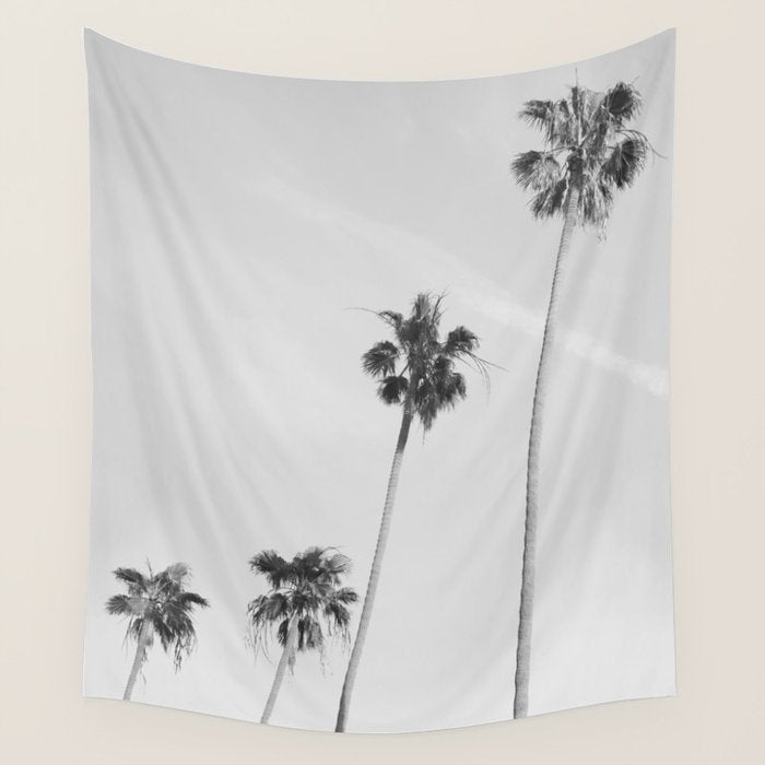 Black & White Palm Trees, Beach Palms Wall Tapestry Gallery Image 4