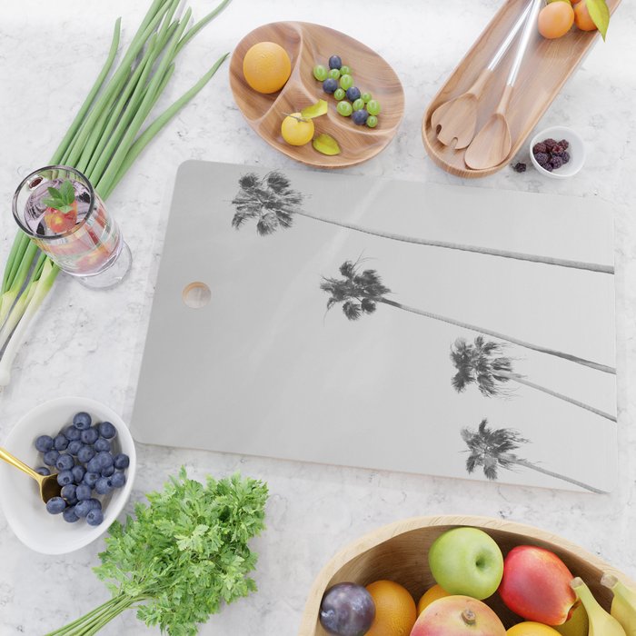 Black & White Palm Trees, Beach Palms Cutting Board Gallery Image 2