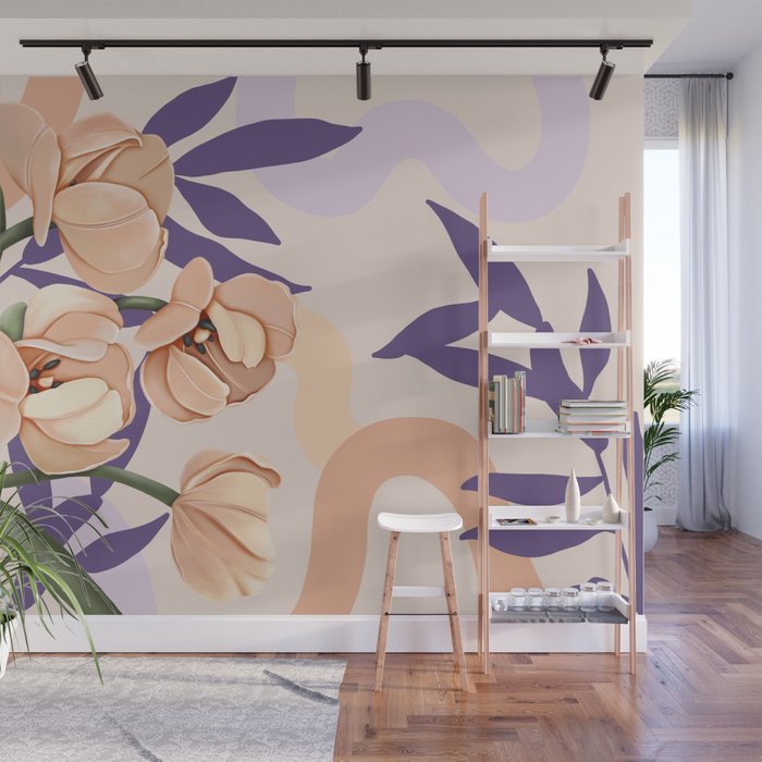 Large pink flowers MP3 Wall Mural Gallery Image 1