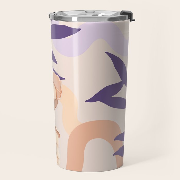 Large pink flowers MP3 Travel Mug Gallery Image 2