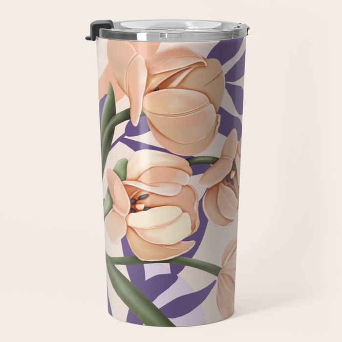 Large pink flowers MP3 Travel Mug Gallery Image 3