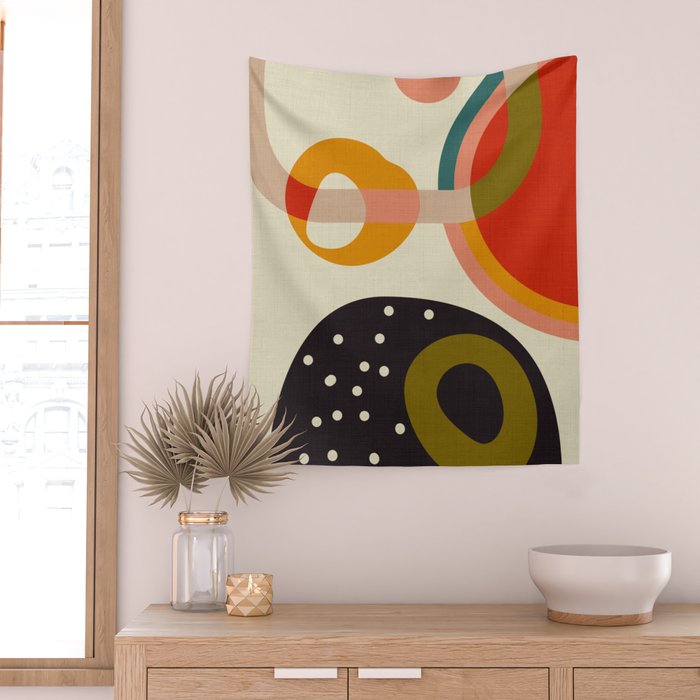 mid modern geometric minimal Wall Tapestry Gallery Image 2