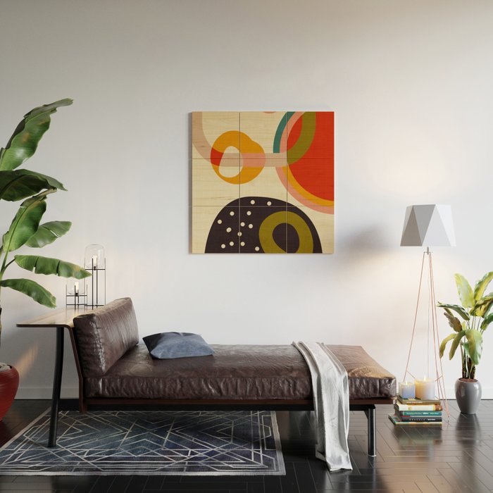mid modern geometric minimal Wood Wall Art Gallery Image 2