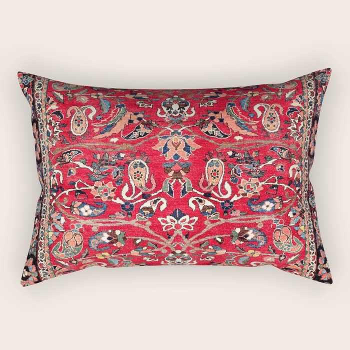 Bakhtiari Persian Floral Rug Print Rectangular Pillow Gallery Image 2