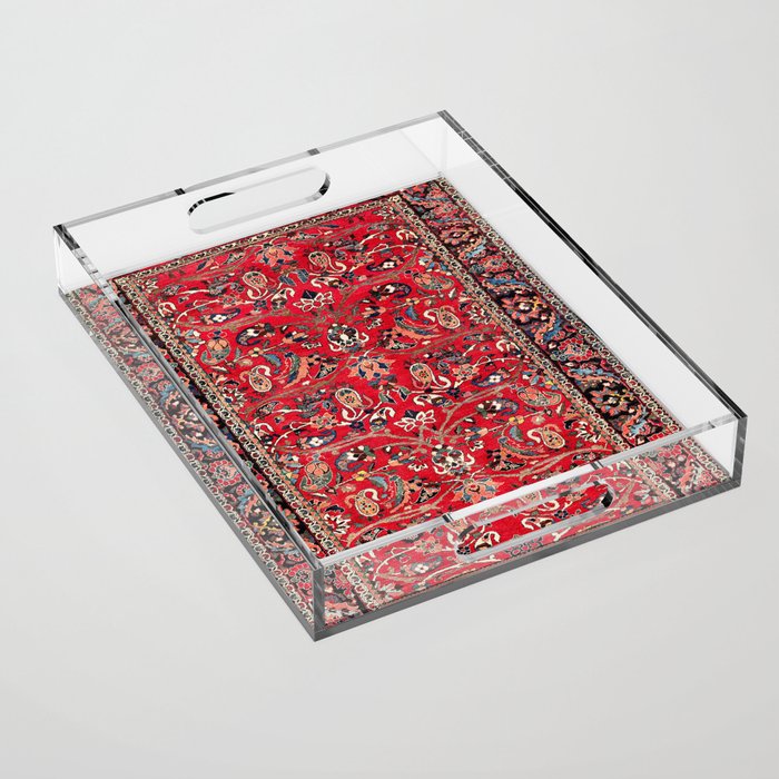 Bakhtiari Persian Floral Rug Print Acrylic Tray Gallery Image 1