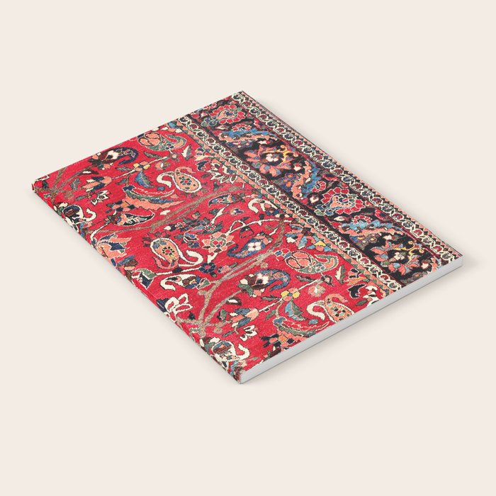 Bakhtiari Persian Floral Rug Print Notebook Gallery Image 2