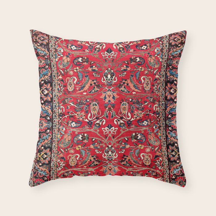 Bakhtiari Persian Floral Rug Print Throw Pillow Gallery Image 6