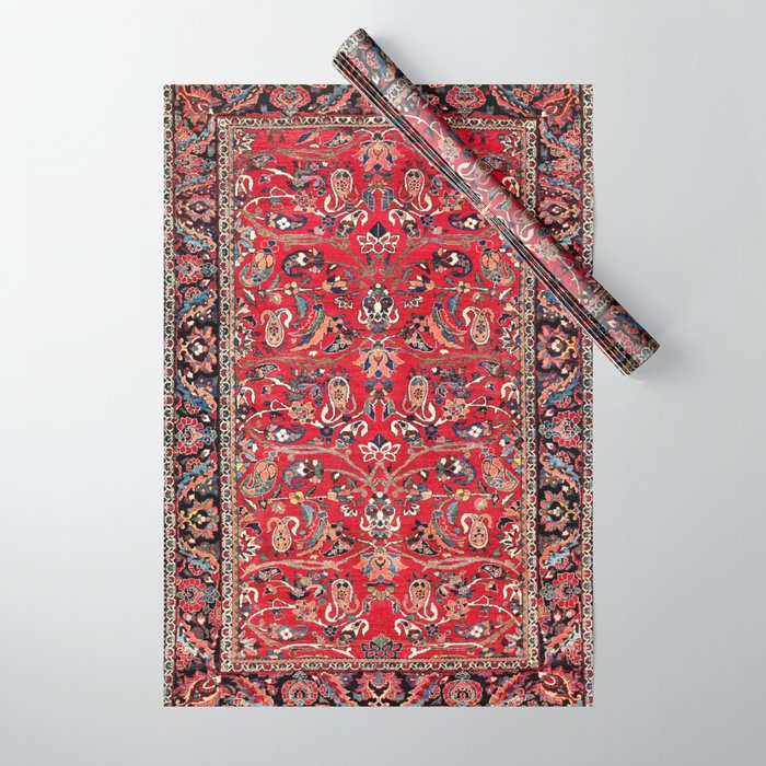 Bakhtiari Persian Floral Rug Print Wrapping Paper Gallery Image 1