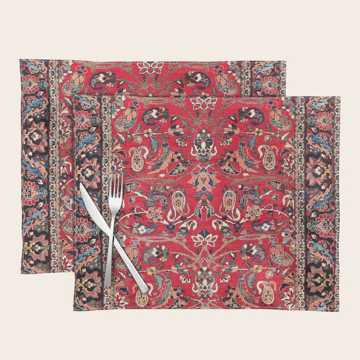 Bakhtiari Persian Floral Rug Print Placemat Gallery Image 1