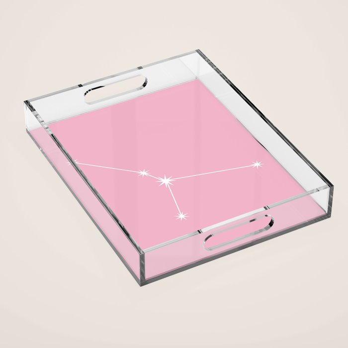 Cancer Zodiac Star Constellation Line Art Soft Pink Acrylic Tray Gallery Image 1