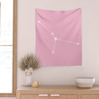 Cancer Zodiac Star Constellation Line Art Soft Pink Wall Tapestry Gallery Image 2
