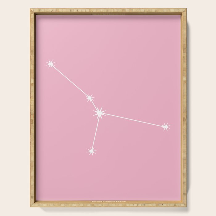 Cancer Zodiac Star Constellation Line Art Soft Pink Serving Tray Gallery Image 1