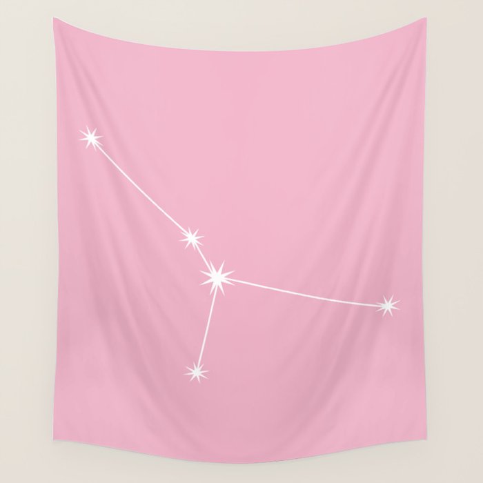 Cancer Zodiac Star Constellation Line Art Soft Pink Wall Tapestry Gallery Image 4