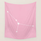 Cancer Zodiac Star Constellation Line Art Soft Pink Wall Tapestry Gallery Image 4